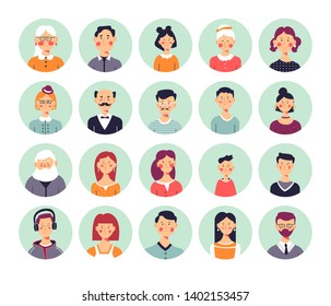 People avatars genealogical family tree elements isolated icons