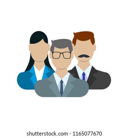 People avatars group icons in flat style. Different male and female faces in office team. Vector illustration.