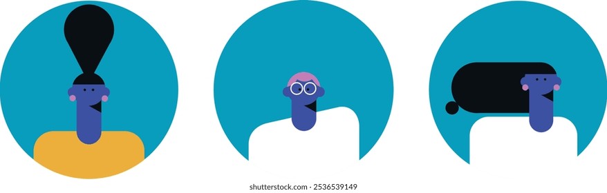 People avatars. Icons for games, online communities, web forums. Vector illustration in flat cartoon style	
