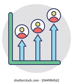 
People avatars on graph symbolising career advancement
