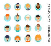 People avatars set. Characters. Flat vector illustration in cartoon style.