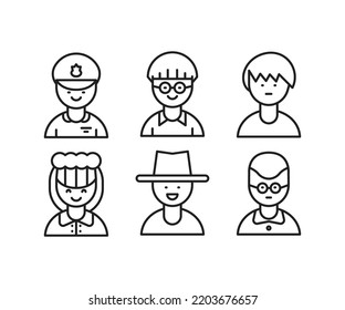 people avatars set line illustration