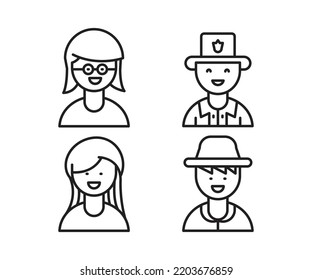 people avatars set line illustration