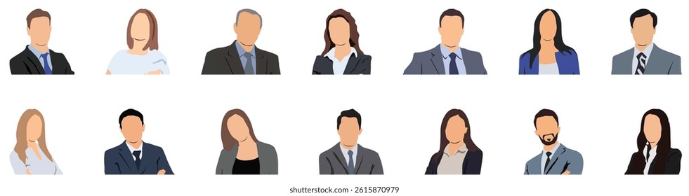 People avatars. Set of modern design avatar icons. Vector illustrations for social media and networking, user profile, website and app design and development.	