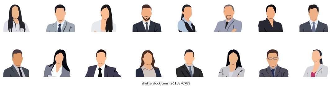 People avatars. Set of modern design avatar icons. Vector illustrations for social media and networking, user profile, website and app design and development.	