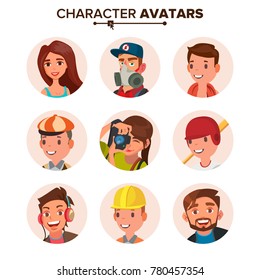 People Avatars Set Vector. Face, Emotions. Default Characters Avatar Placeholder Collection. Cartoon, Comic Art Flat Isolated Illustration