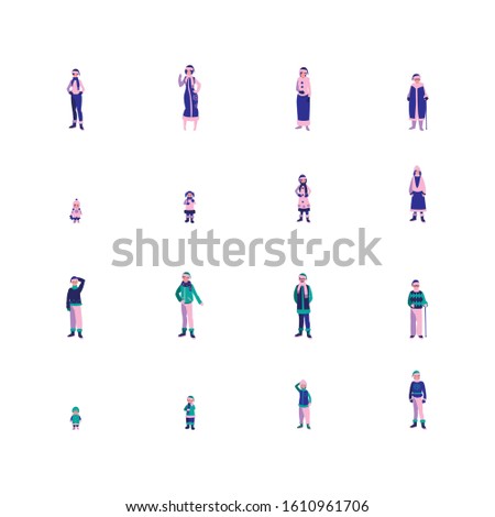 People avatars set with winter cloth design of Person social communication human user partnership member and figure theme Vector illustration