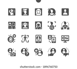 People avatars. Social, user, character, face, portrait, head, profile, communication, person, man and woman. Popular, favorite avatar. Vector Solid Icons. Simple Pictogram