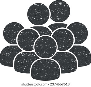 people, avatars, team icon vector illustration in stamp style