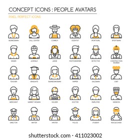 People Avatars , Thin Line and Pixel Perfect Icons