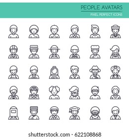 People Avatars , Thin Line and Pixel Perfect Icons