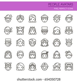 People Avatars , Thin Line and Pixel Perfect Icons