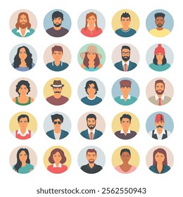 People Avatars vector icon set for commercial use