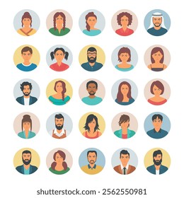 People Avatars vector icon set for commercial use