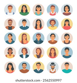 People Avatars vector icon set for commercial use