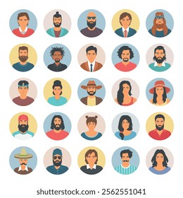 People Avatars vector icon set for commercial use