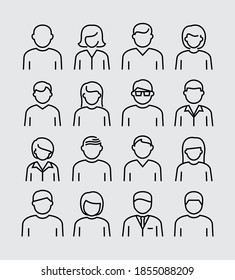 People Avatars Vector Line Icons