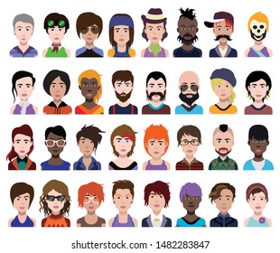 People avatars, Vector women, men avatar