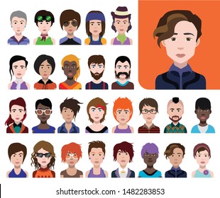 People avatars, Vector women, men avatar