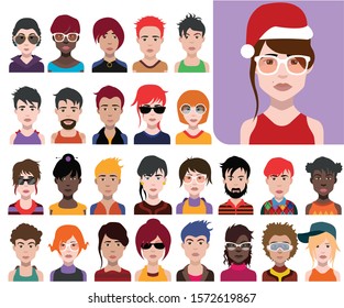 People avatars, Vector women, men avatar