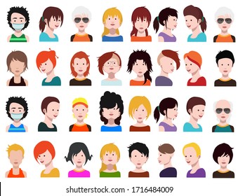 People avatars, Vector women, men avatar