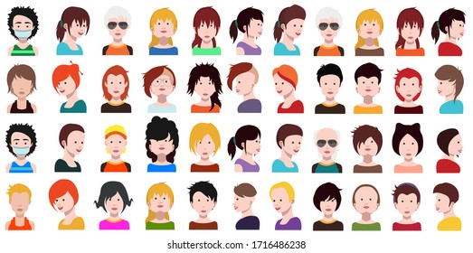 People avatars, Vector women, men avatar