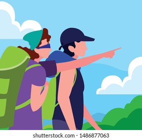 people with backpack hiking wanderlust