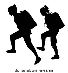 hiker silhouette images stock photos vectors shutterstock https www shutterstock com image vector people backpack vector silhouettes 469837868