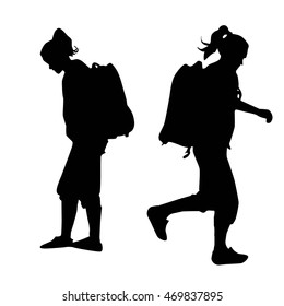 People with backpack vector silhouettes