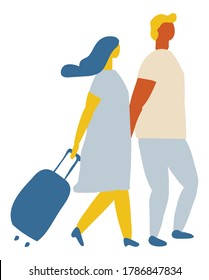 Personas Con Equipaje En El Vector Plano Del Aeropuerto