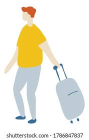 People With Baggage In Airport  Flat Vector