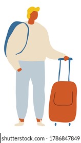 People With Baggage In Airport  Flat Vector