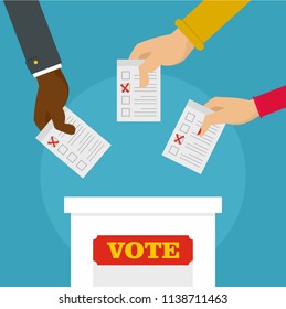 People at ballot box background. Flat illustration of people at ballot box vector background for web design