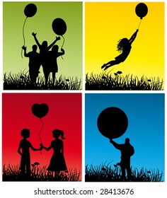 People with balls in four variants.