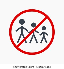 People ban line vector minimalistic icon.  Pandemic symbol. Quarantine silhouette icon for web design. Modern flat warning corona icon for app design. Family stop virus sign minimal flat linear icons