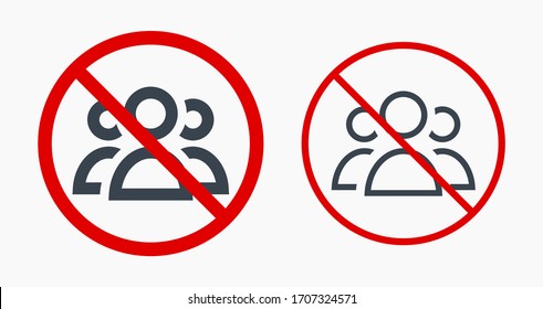People ban line vector minimalistic icon.  Pandemic symbol. Quarantine silhouette icon for web design. Modern flat warning corona icon for app design. Family stop virus sign minimal flat linear icons