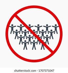 People ban line vector minimalistic icon.  Pandemic symbol. Quarantine silhouette icon for web design. Modern flat warning corona icon for app design. Family stop virus sign minimal flat linear icons