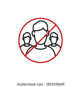 People ban line vector minimalistic icon. Pandemic symbol. Quarantine silhouette icon for web design. Modern flat warning corona icon for app design. 