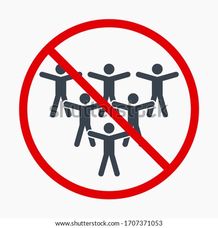 People ban line vector minimalistic icon.  Pandemic symbol. Quarantine silhouette icon for web design. Modern flat warning corona icon for app design. Family stop virus sign minimal flat linear icons