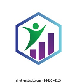 People With Bar Chart Logo Design