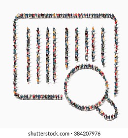 people  bar code magnifying glass icon
