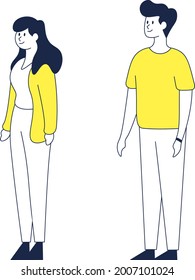 People Basic Standing Pose - Amazing vector flat illustration of standing man and woman in minimalist style suitable for website, mobile apps, and illustration in general  - Vector Characters