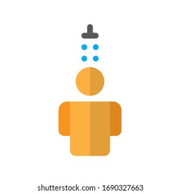 People Bath in Bathroom Shower Morning Time Icon, Logo, Vector