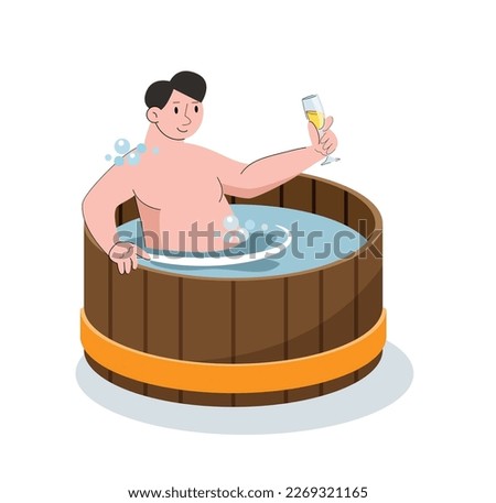 People bathing in hot tub vector illustration