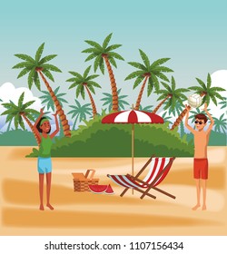 People and beach