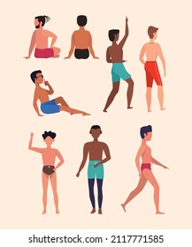People in beach - Clipart vacation people set