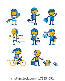 People of big city. Vector illustration. 