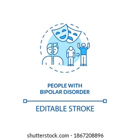 People with bipolar disorder concept icon. SAD risk group idea thin line illustration. Mood changes. Lifelong mental illness. Vector isolated outline RGB color drawing. Editable stroke