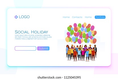 People birthday balloons on the white background. Vector illustration