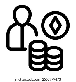 People bitcoin icon with simple and line style